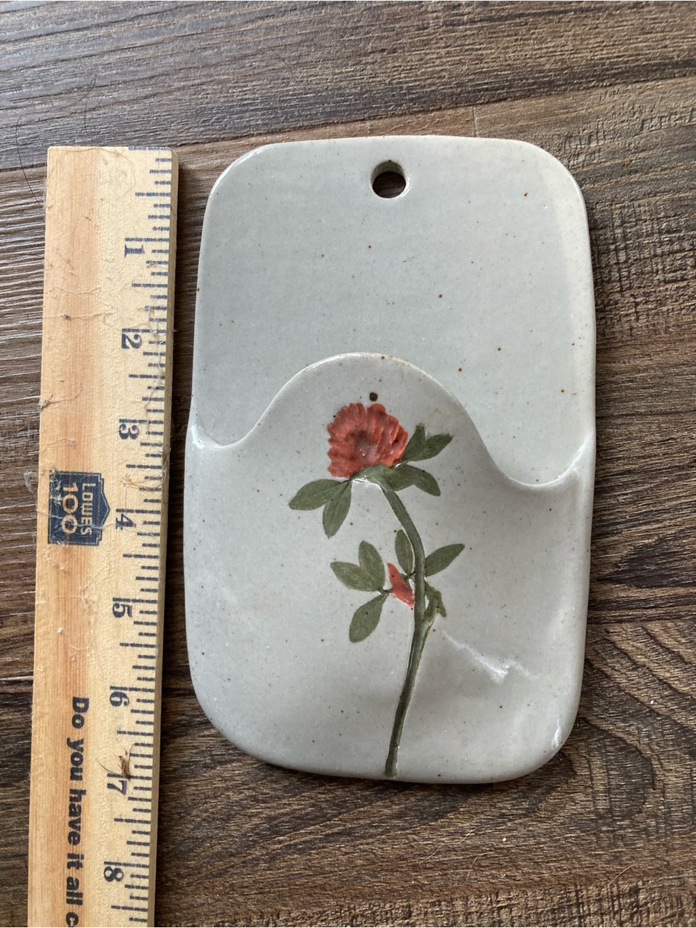 Stetson Cream Ceramic Wall Pocket with Red Floral Accent - Picture 6 of 6